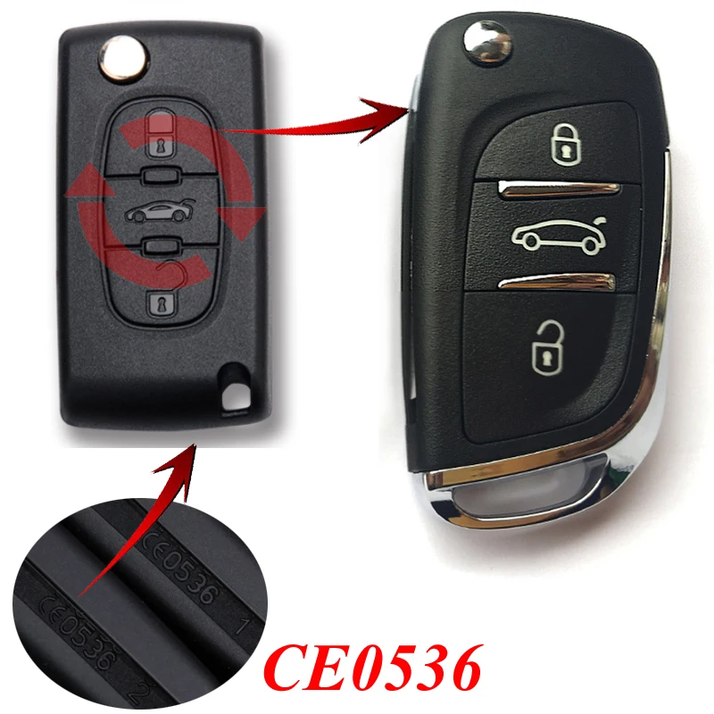 3 кнопки флип ключа автомобиля для peugeot 307 407 807 308 207 дистанционный ключ чехол оболочка Fob CE0536 с материнскую плату чип ID 46 433 МГц VA2 лезвие