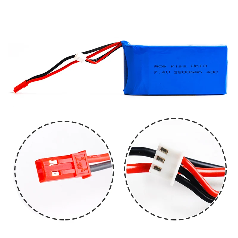 Литий полимерный аккумулятор 1 шт. 7 4 В 2800 мАч 40C 2S литий для WLToys V262 V333 V323 V666