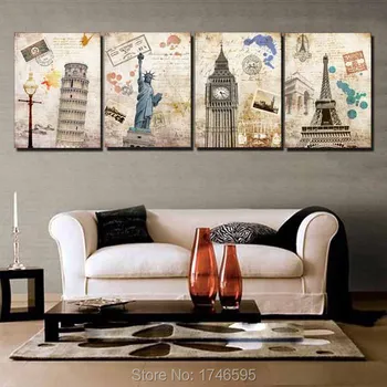

modern home decorative Wall Art Picture printed building city oil Painting on Canvas art prints for living room decor /PT0429