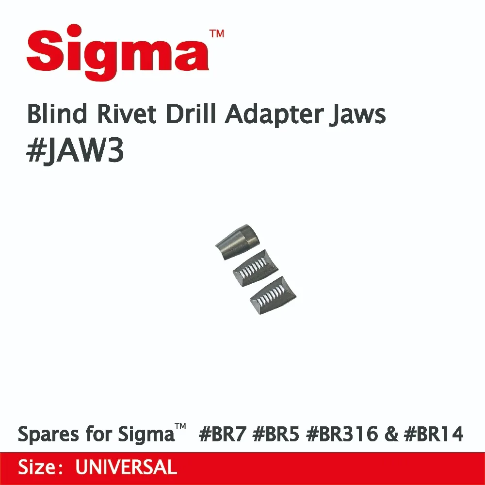 

Spare jaws for Sigma blind rivet drill adapter #BR5, #BR7, #BR316 and #BR14
