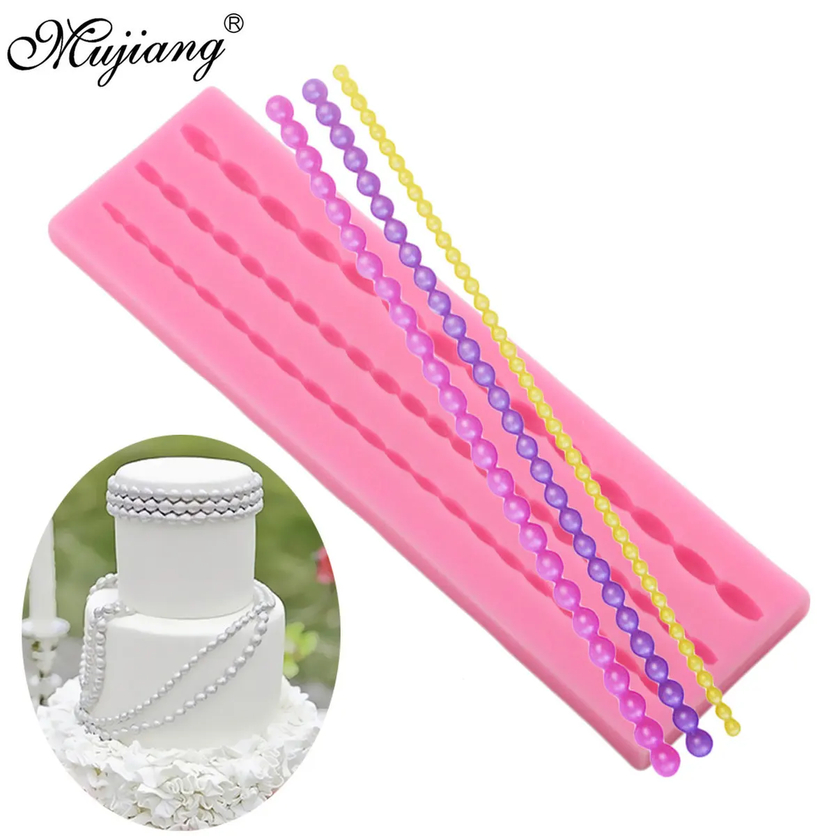 

Pearl Chain Cake Border Silicone Mold Sugarcraft Lace Fondant Cake Decorating Tool DIY Cupcake Baking Chocolate Gumpaste Mould