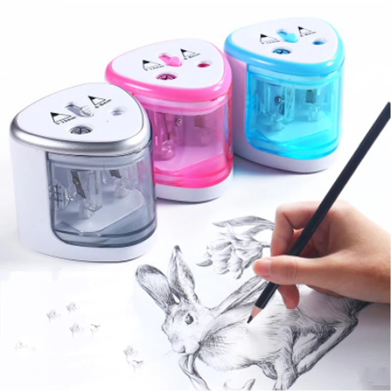 

Electric Pencil Sharpener Use Battery With Two Holes Electronic Pencil Sharpener For 6-8mm And 9-12mm Pencils 8004