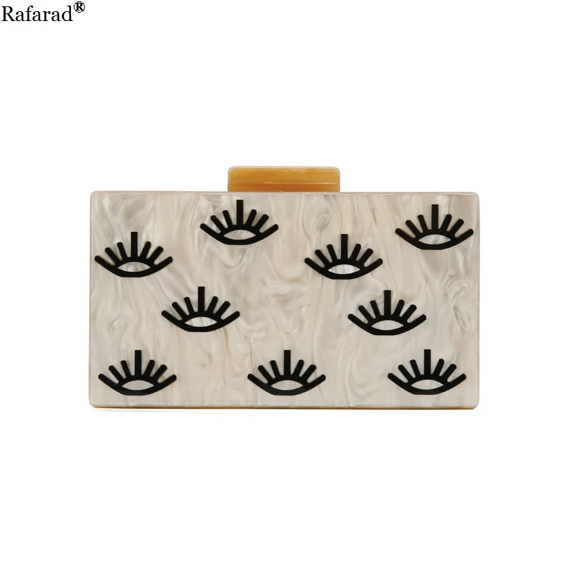 

Pearl Nude Eye Styles Acrylic Clasp Clutch Striped Acrylic Purse Women Wallet Shoulder Messenger Party Acrylic Bags