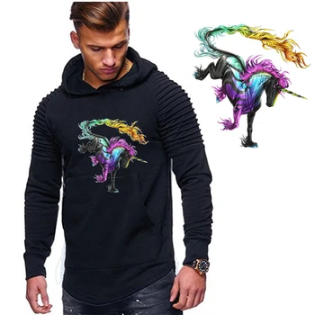 

Horse Unicorn Drawing Ironing on Heat Transfer Printing Patches Stickers for Clothes T-shirts Washable DIY Patches Appliques