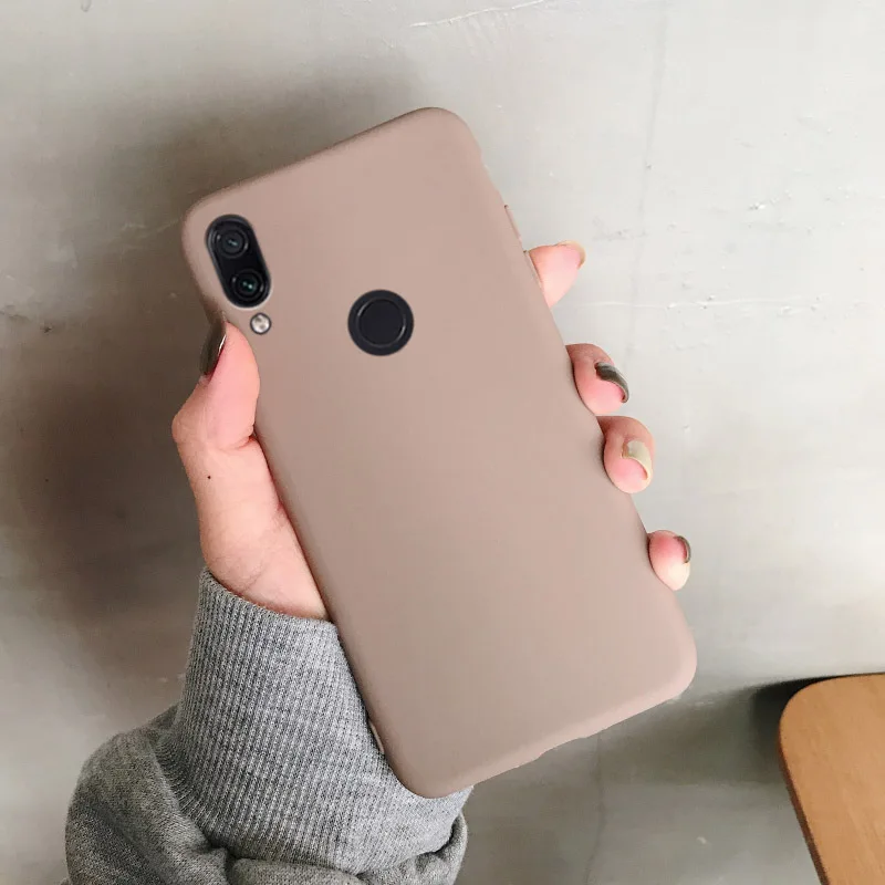 Силиконовый чехол карамельного цвета для телефона xiaomi redmi 7/redmi note 7 pro, Матовая Мягкая задняя крышка из ТПУ, чехлы для redmi note 7 - Цвет: coffee