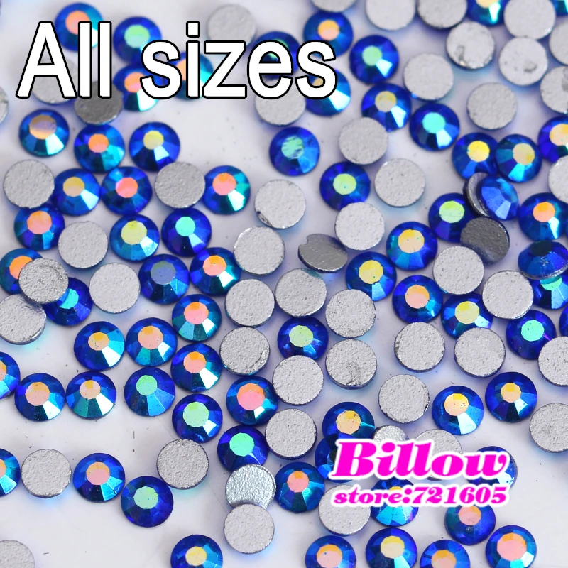 1440PCS Sapphire AB Nail Art Rhinestones Glue on Crystal Decoration FlatBack Non HotFix