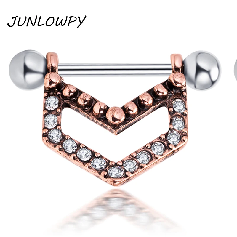 JUNLOWPY Wholesale Nipple Ring New Design Cyrsal Stainless Body Jewelry