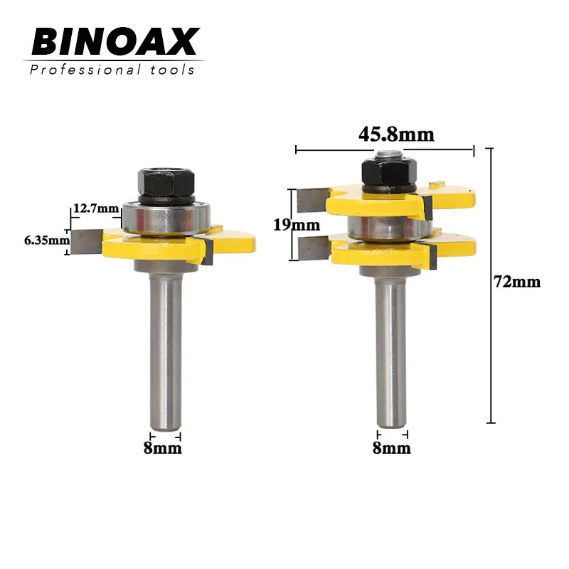 8 мм хвостовик 2 бит Язык и паз фрезы Набор деревообрабатывающий нож для настила