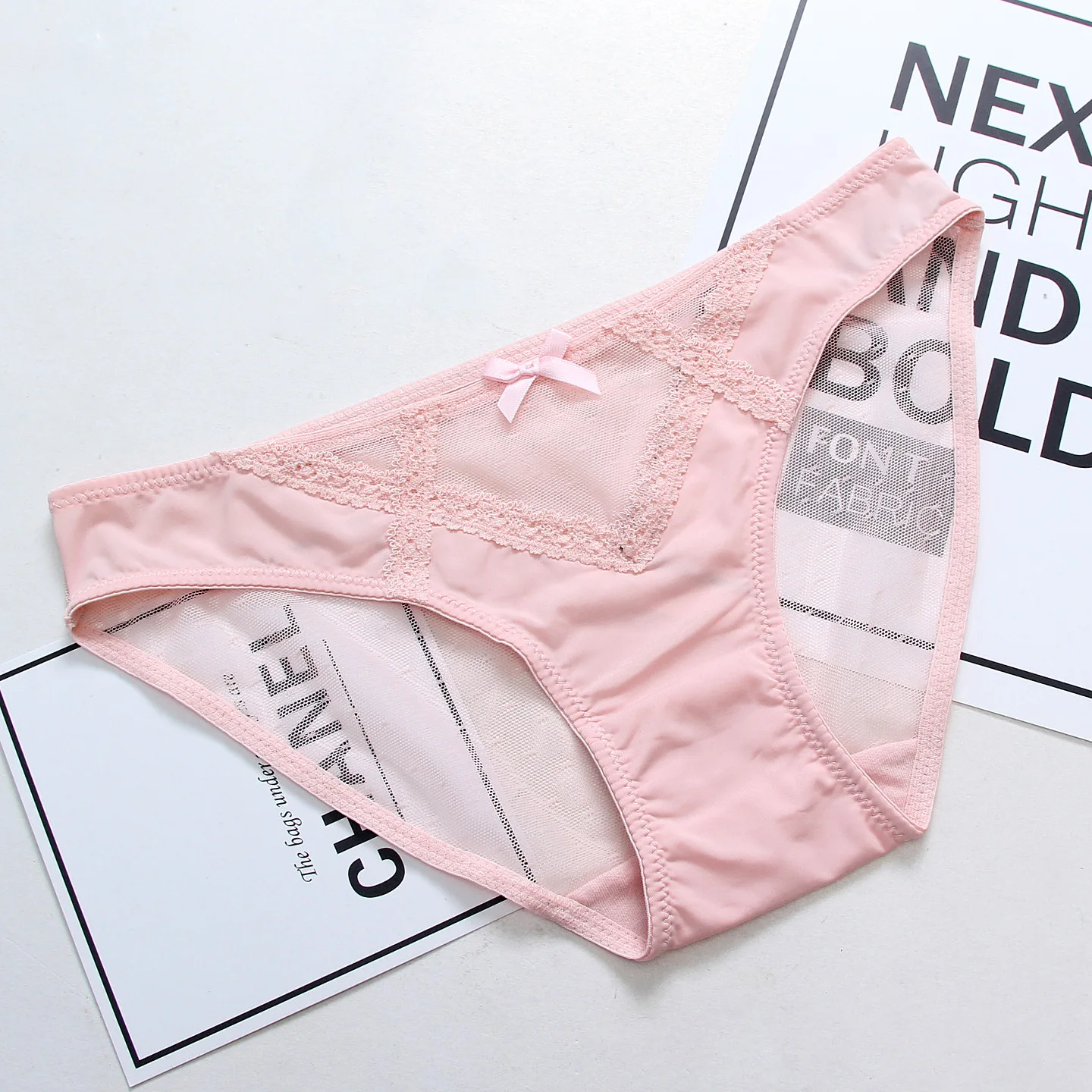 QUCO Brand 10pcs Women panties Pink Sexy Lingerie G String Transparent