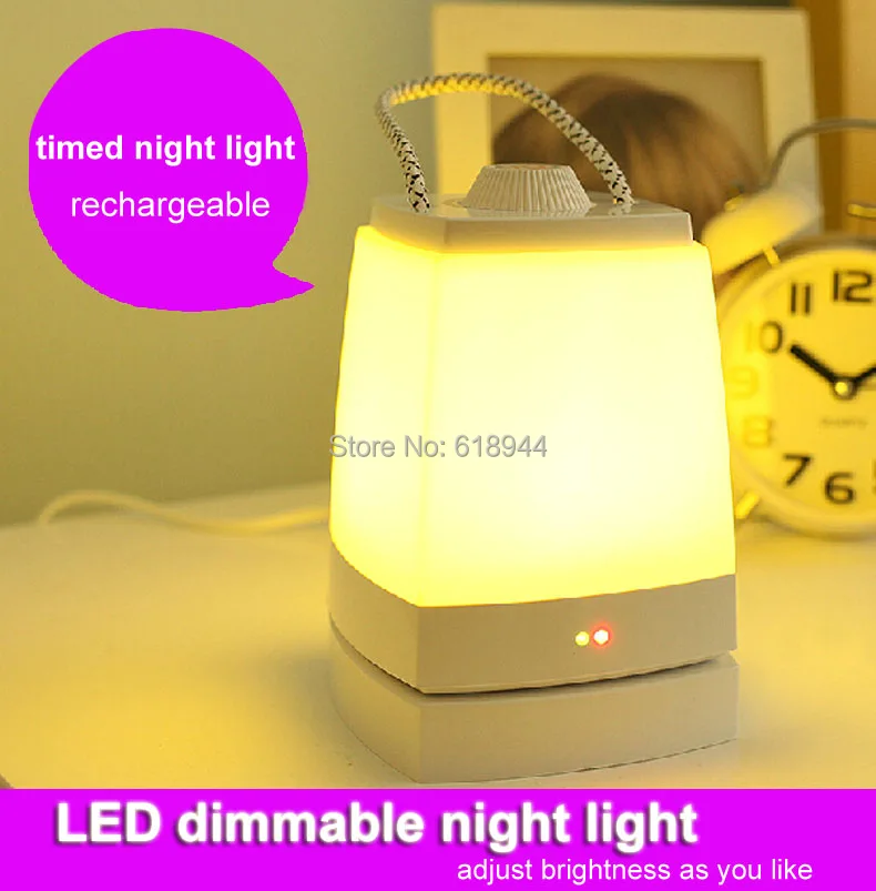 Only 0.9w timer rechargeable led night light adjust brightness energy