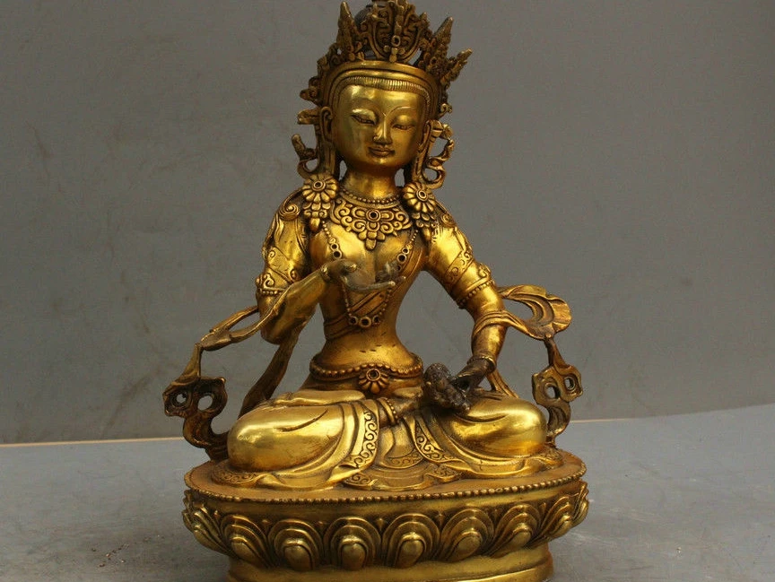 

12''China Tibet Tibetan Buddhism Bodhisattva Vajrasattva Buddha Bronze Statue