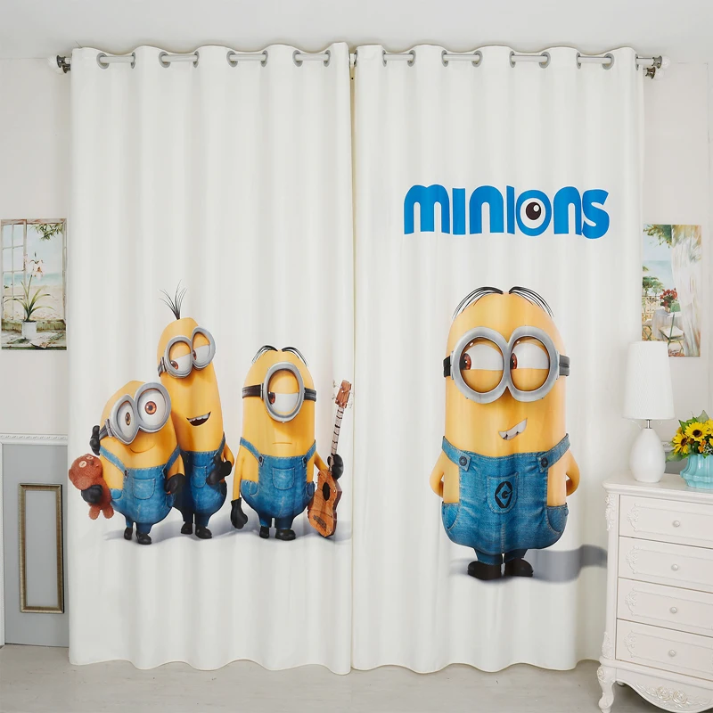 

Custom Made 2x Grommet Window Drapery Window Curtain Tulle Nursery Kid Children Room Window Dressing 200x260cm Cartoon Minions