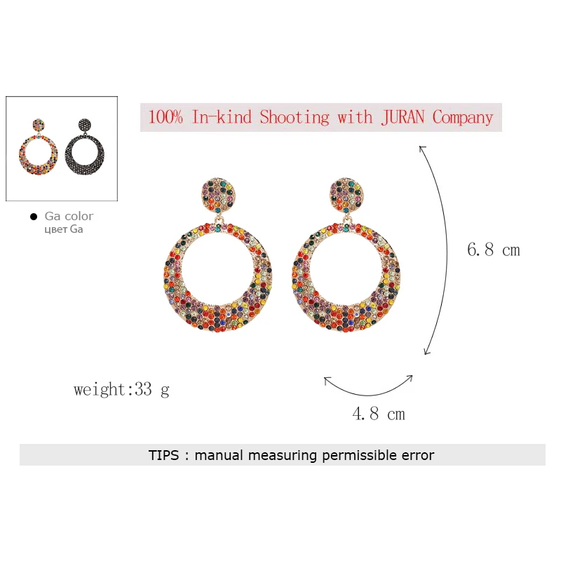 JURAN Модные Разноцветные Кристальные Висячие серьги для женщин трендовые рождественские подарки для девушек Висячие массивные Свадебные украшения