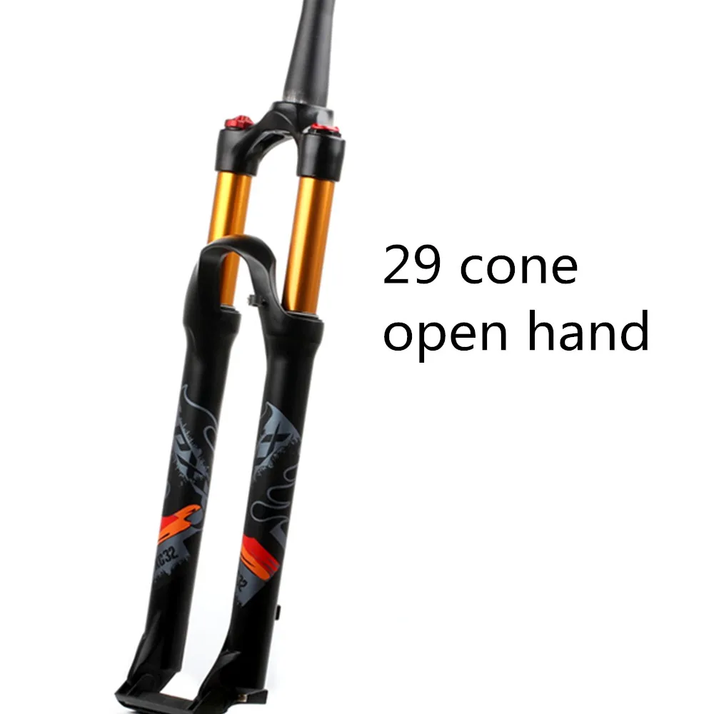 LPXX 32 RL 120 мм Air 27,5 29ER kegel Zoll Gabel подвеска Schloss Gerade Verjungt steckacchse QR Quick Release pelz MTB Fahrrad - Цвет: 29 cone open hand