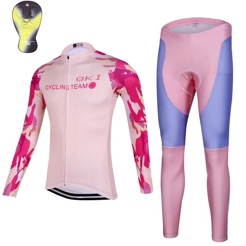 Download 2017 QKI Pink Camo Women Cycling clothing Thermal fleece ...