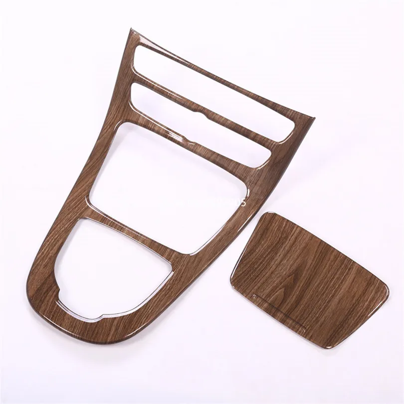 Walnut-Brown-Wood-For-Mercedes-Benz-E-Class-W213-2016-2017-ABS-Plastic-Console-Gear-Panel