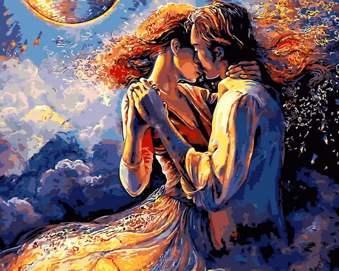 

Frameless picture oil painting by numbers paint by number for home decor PBN for living room 4050 kissing