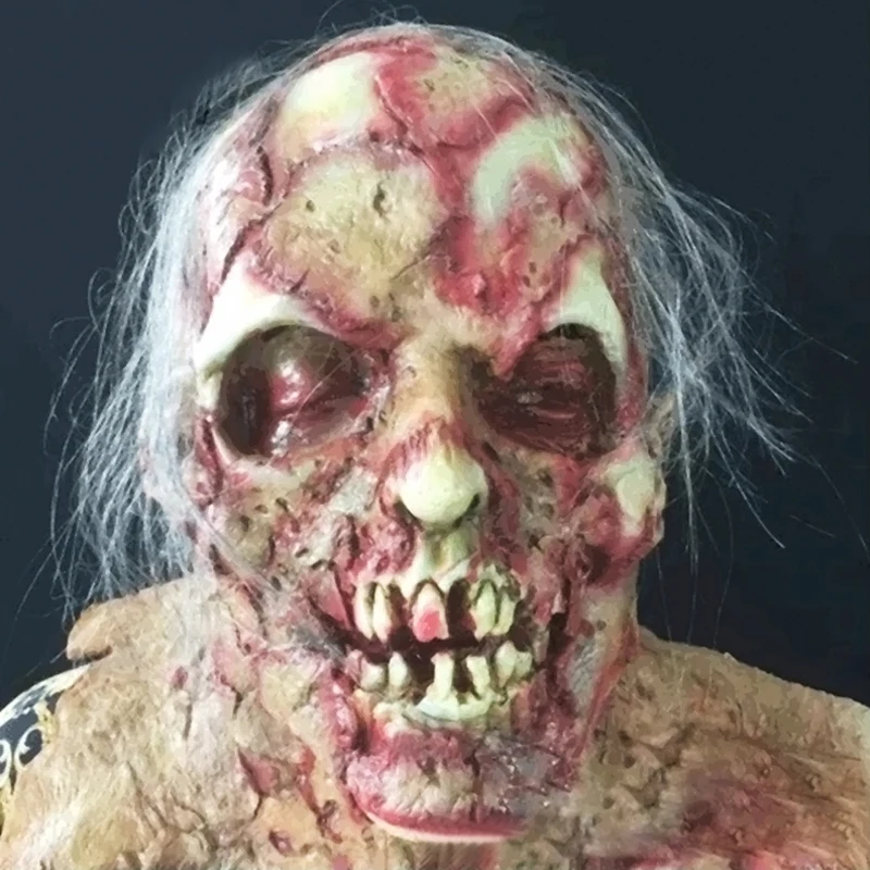 

2019 Halloween Latex Mask Zombie Bloody Scary Mask Extremely Disgusting Full Face Mask Festival Party Supplies Prop