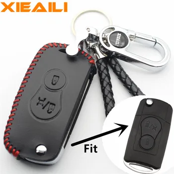 

XIEAILI Genuine Leather Remote Control 2Button Folding Key Case Cover For Ssangyong Actyon/SUV/Kyron/Rexton (B) L333