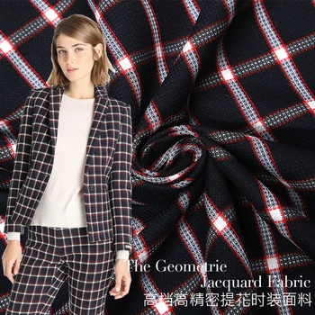 

New Fashion Jacquard Cotton Fabrics High-end Checkered Yarn Jacquard Fabric Dress Jacket Small Dress Short Skirt Damask Fabric