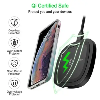 

10W Fast Wireless Charger, Qi-Certified Ultra-Slim Wireless Charger with Anti-Slip Rubber Base for iPhoneX, iPhone 8/8Plus,