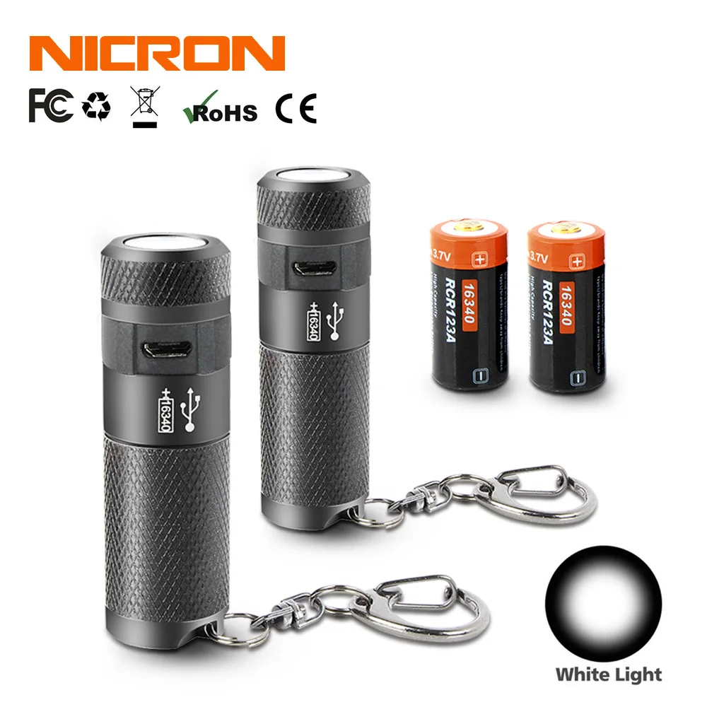 NICRON 3 Вт USB мини светодиодный светильник водонепроницаемый флэш-светильник брелок перезаряжаемый компактный фонарь 3 режима для домашнего использования на открытом воздухе и т. д - Испускаемый цвет: 2PCS