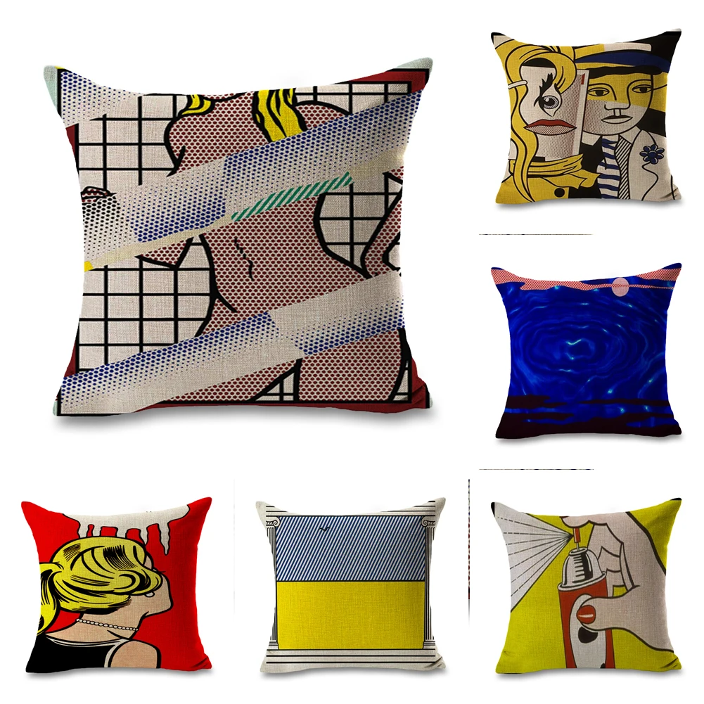 Roy Lichtenstein Pop Art Geometrics Pillow Euro Cover Decorative Massager Pillows Home Decor Gift | Дом и сад