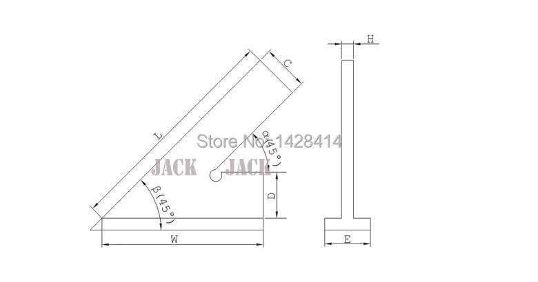 200*130mm 45 degree Square with wide base Stainless Steel 45 degree Industrial Square with wide base /Wide square