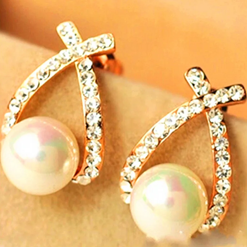 Buy Fashion lovely peach pearl imitation stud earrings
