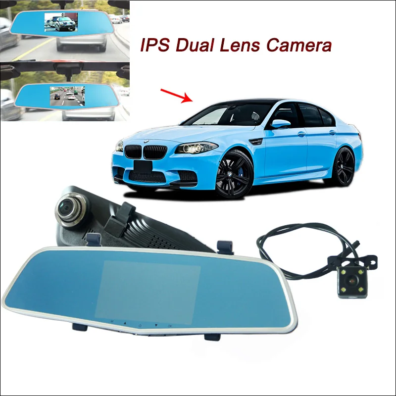 

BigBigRoad For BMW f10 f20 E46 E70 Car DVR Rearview mirror video recorder Dual Cameras 5 Inch IPS Screen parking monitor