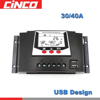 

48V 36V 24V 12V Battery Charger 40/30A Solar Charge Controller PWM Solar battery charger Regulators with LCD Display 5V Two USB
