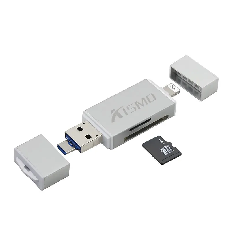 Kismo 3 в 1 карта памяти OTG USB флешка Micro SD TF SD Card Reader для iphone X 8 7 6 Plus 5S iPad Air Pro S6 S7 край