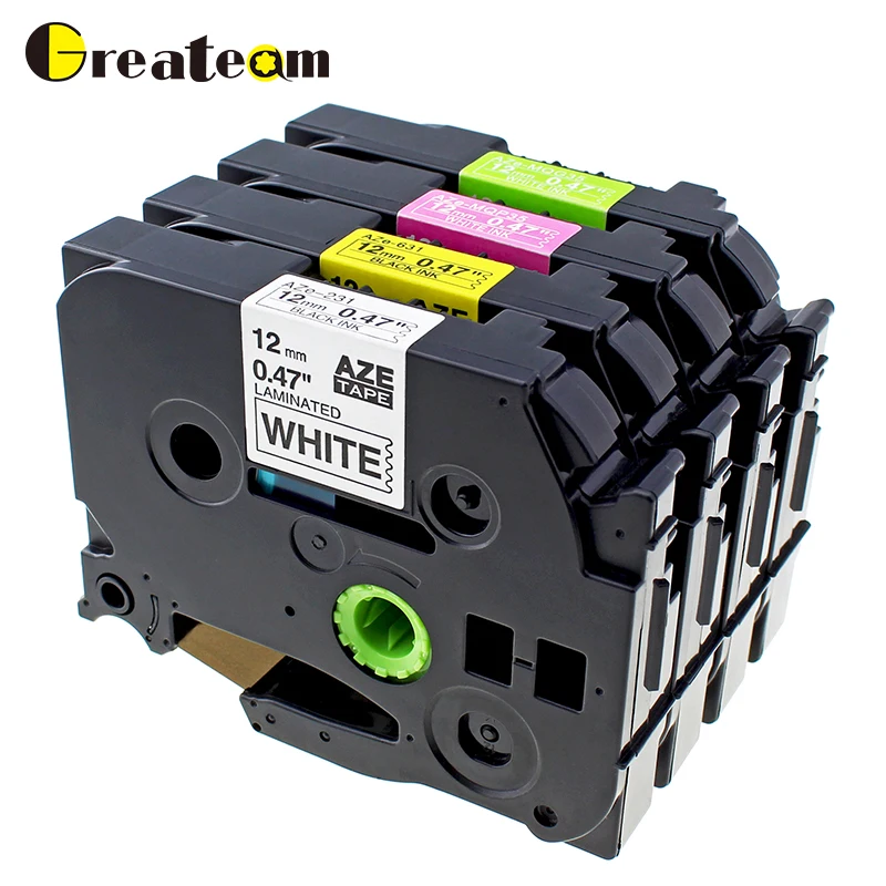Goedkoop Greateam 4 stks TZe 231 TZe 631 TZe MQP35 TZe MQG35 Compatibel Brother P Touch Multi Kleur 12mm TZe Label Tape voor Label Printer