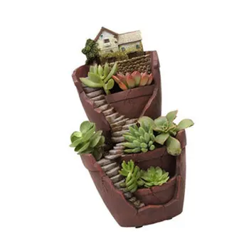 

Micro Landscape Resin Flower Pot Garden Bonsai Planter Succulent Plants Pot Garden Flowerpot Desk Decoration Planter