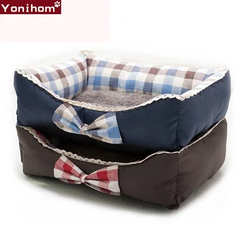 

Dog Beds Mats Sofa Pet Cat Bed House Lovely Bow Dog Beds for Small Dogs Blanket Fleece Pet Soft Dog Cat Bed House Winter Warming