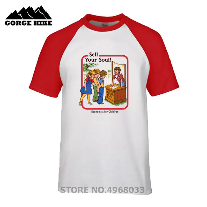 

Valentine's Day Gift Tee Sell Your Soul Baseball demon summons Funny Printed T-shirt Economics For Children Short Sleeve T shirt
