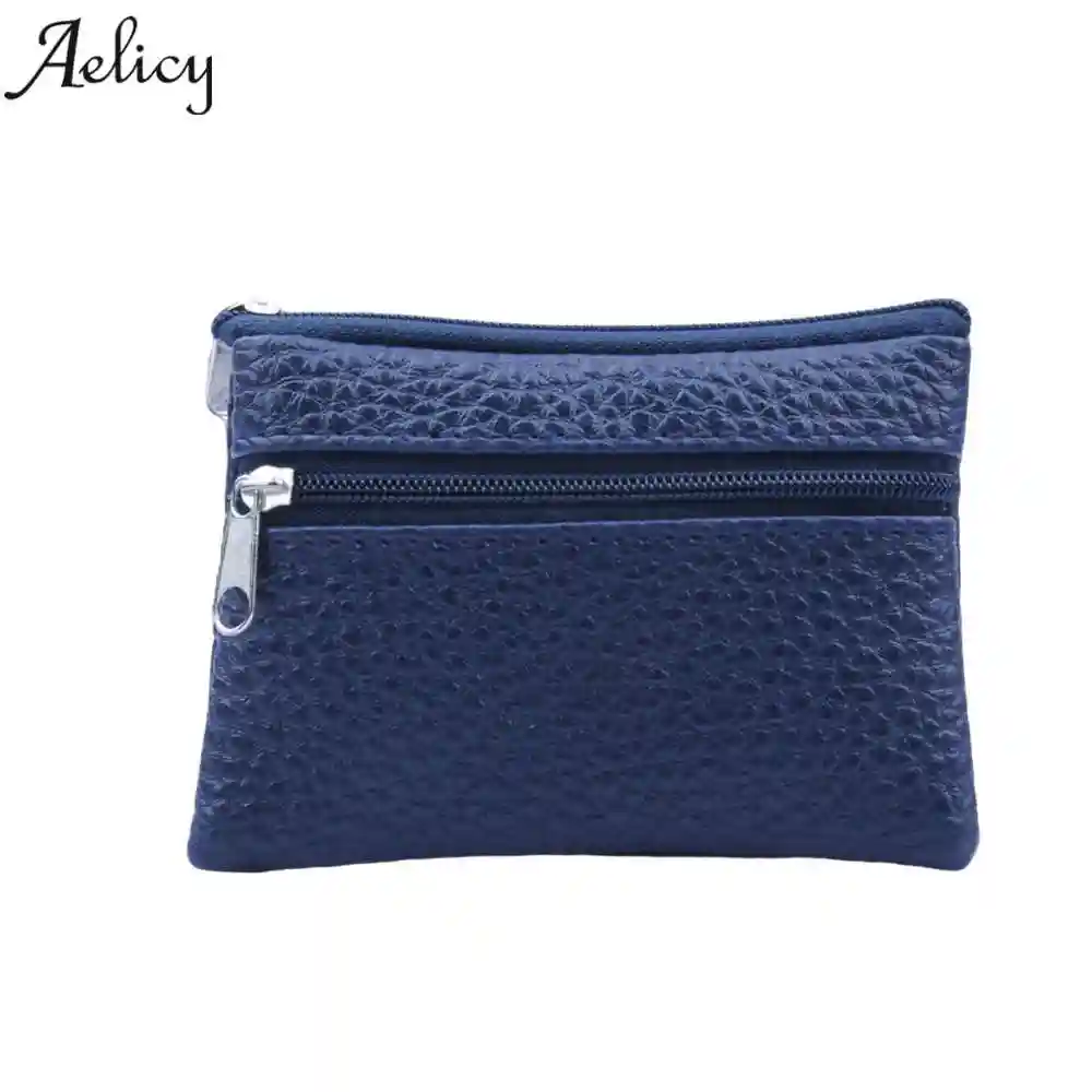 Unisex Leather Mini Coin Change Purse Wallet Clutch Zipper Small Soft Bag 2018 b
