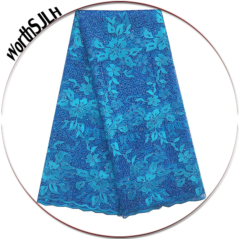 Africa Nigerian Lace Fabric 2018 High Quality Lace Tulle African Blue