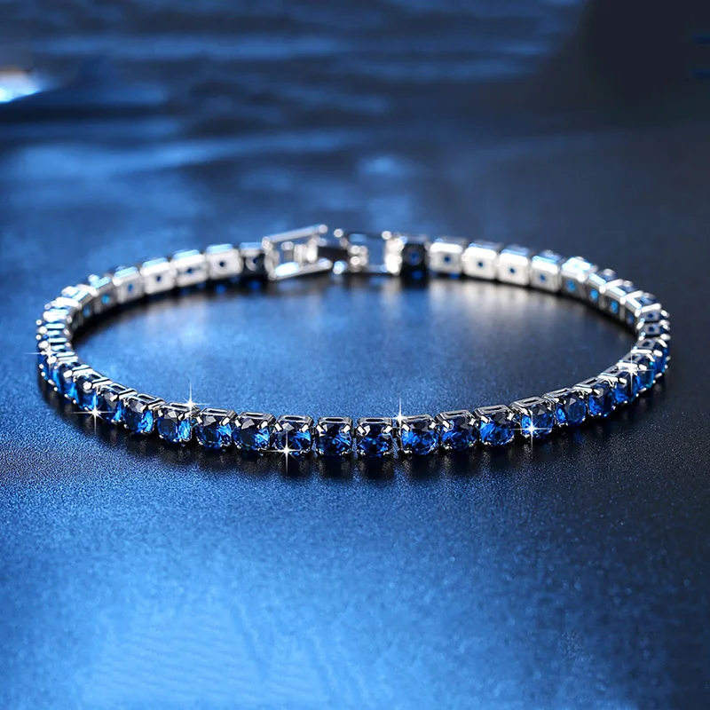 Синий AAA CZ кубический цирконий Neat теннис браслет для женщин День святого Валентина подарки модные цепи ювелирные изделия Bijoux