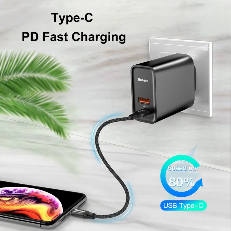 Зарядное устройство Baseus Quick Charge 4,0 3,0 USB для Redmi Note 7 Pro 30W PD Supercharge быстрое зарядное устройство для телефона для huawei P30 iPhone 11 Pro