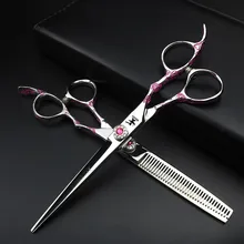 7 дюймов розовое ножницы для волос комплект Высокое качество японский 440C сталь ножницы для резки и филировочные ножницы Парикмахерские Набор инструментов