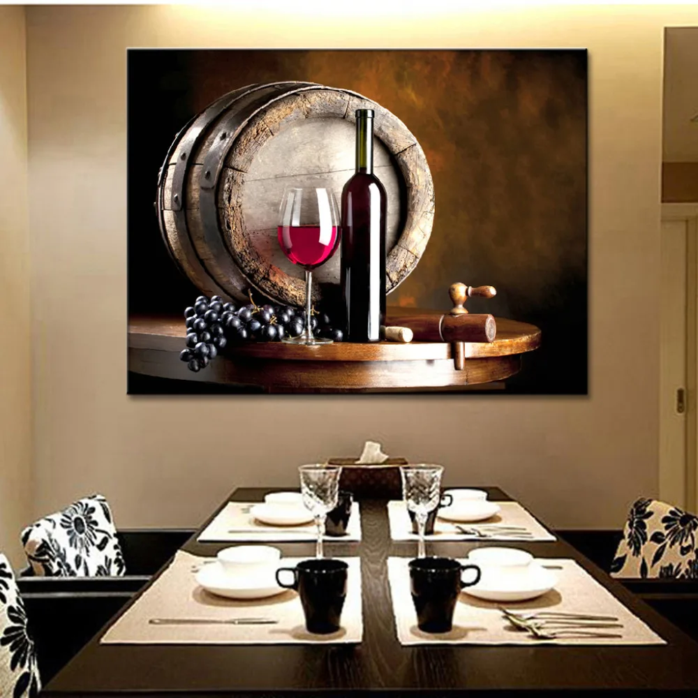 Modern Still Life Wall Art Painting Wine And Fruit With