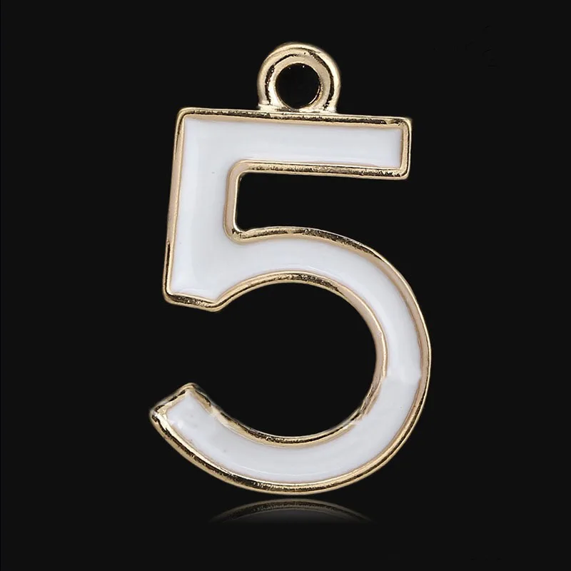 

High Quality 10 Pieces/Lot 18mm*23mm Gold Color 3 Colors Number 5 Enamel Charms Pendant For Jewelry Making