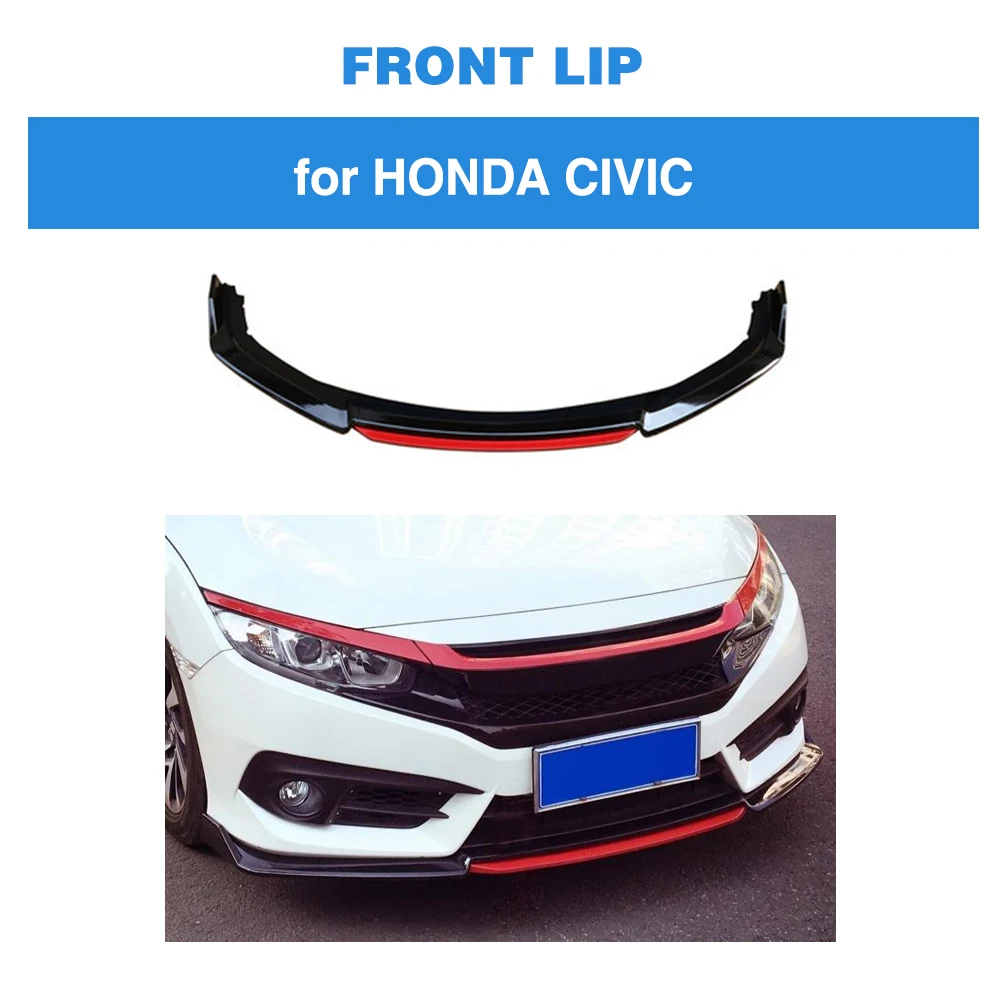 Передний спойлер бампер подбородок фартук для Honda Для Civic 10th- PP углеродное волокно вид/глянцевый черный