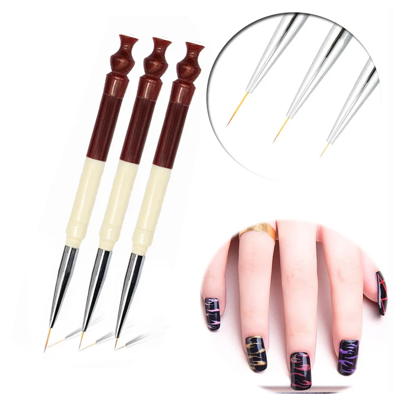 

3PCS/SET Nail Art Line Painting Brushes Acrylic Thin Liner Drawing Pen Accessories Manicure Tools UV Gel Nail Brushes
