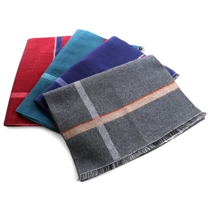 

[DIFANNI] Brand Winter Scarf Men Chic Striped Cashmere Scarf Fashion Designer Shawl Bussiness Casual Scarves