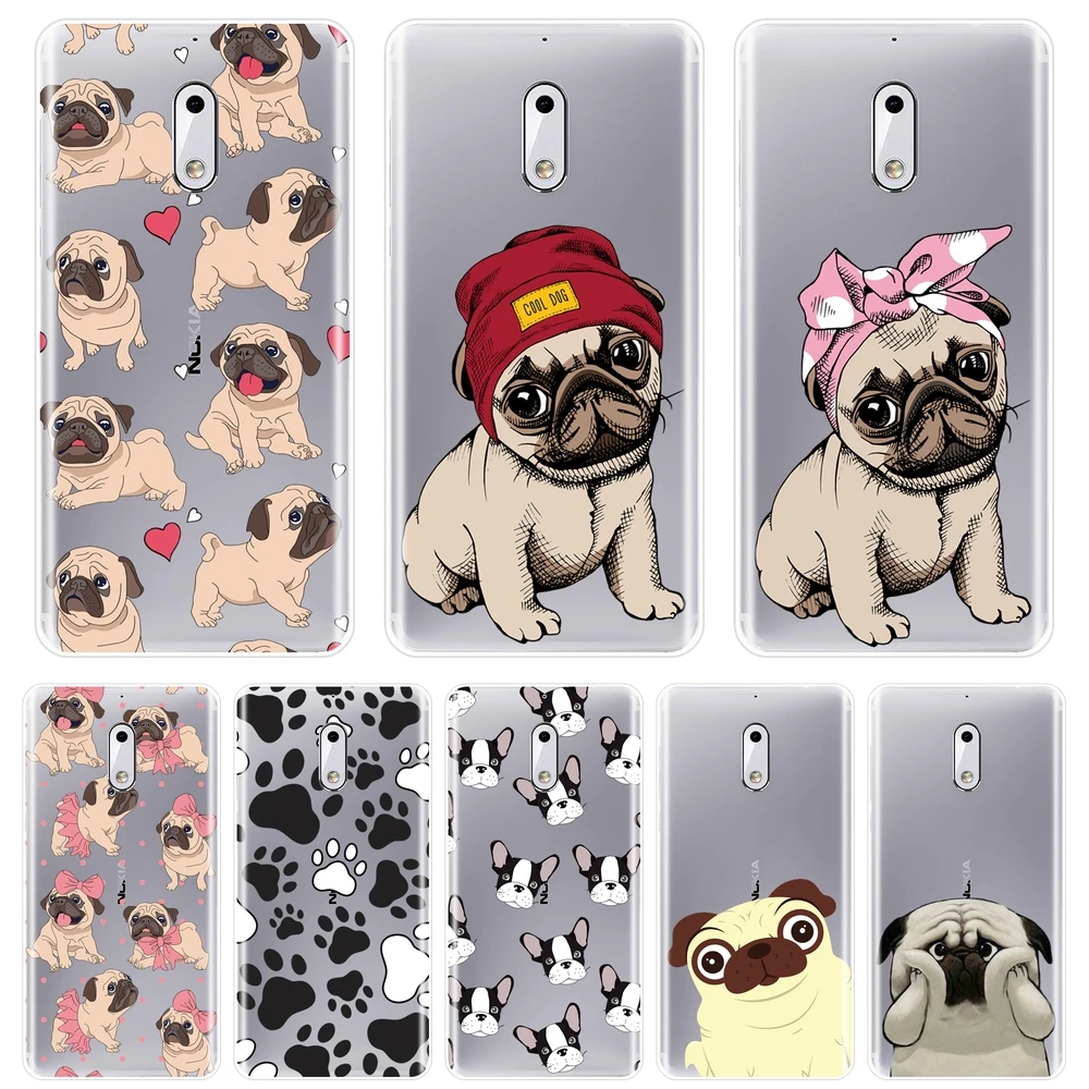 

TPU Pug French Bulldog Dog Puppy Kawaii Cute Back Cover For Nokia 8 6 5 3 2 1 Soft Silicone Phone Case For Nokia X6 7 Plus Case