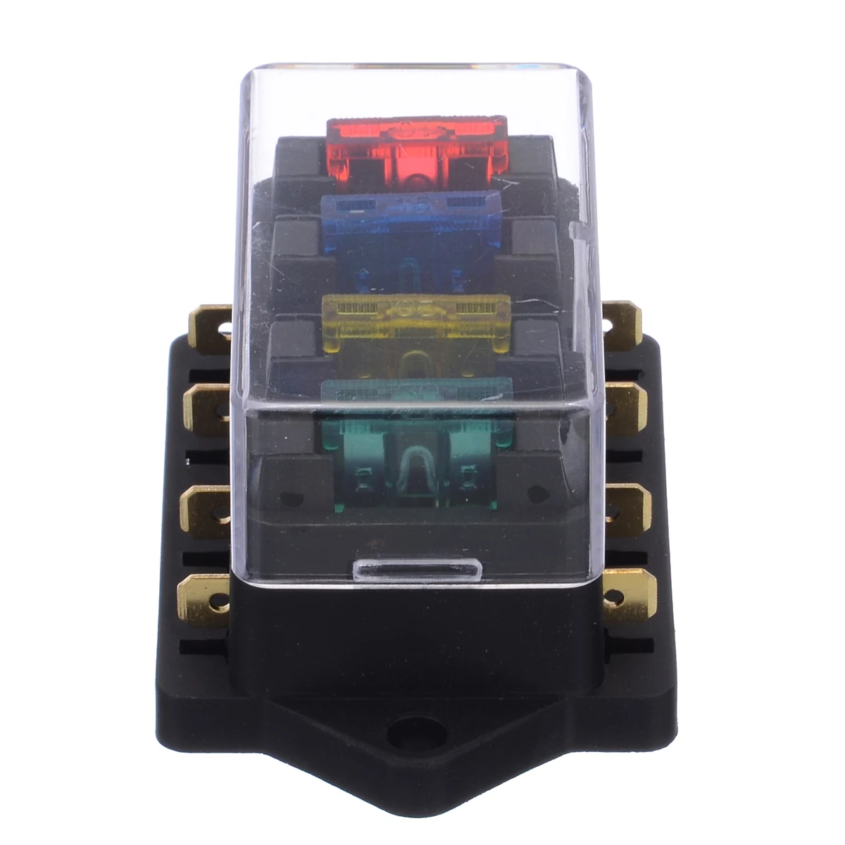 40A 12V 24V Auto Car Truck 4 Way Blade Fuse Block Fuse Box Unit Holder Fusebox Catch-holder + 4Pcs Fuses Circuit Standard ATO