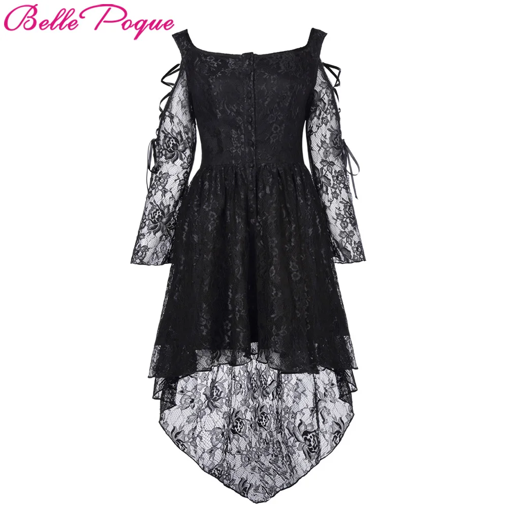 

Belle Poque Women Summer Dress 2018 Retro Vintage Victorian Gothic Punk Dress Long Sleeve Casual High-Low Lace Tunic Dresses