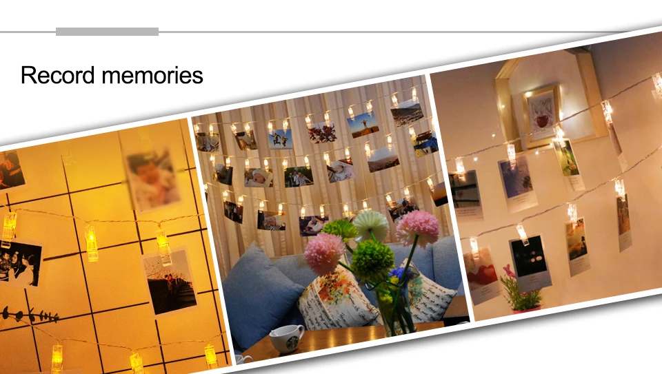 1.5M 2M 3M Photo Clip Holder LED String lights For Christmas New Year Party Wedding Home Decoration Fairy lights Battery (2)